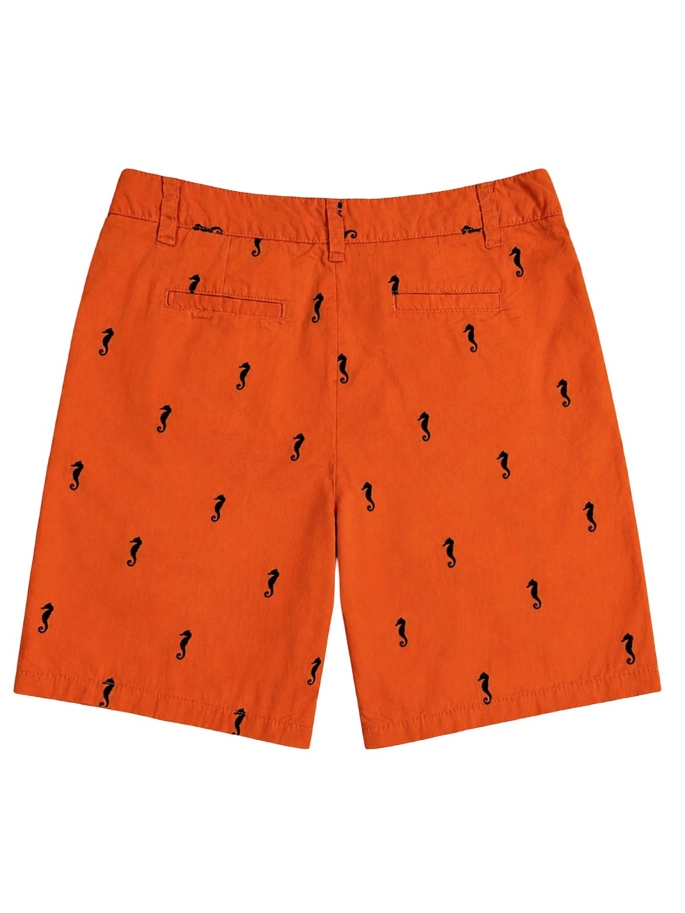 Merona Womens Shorts Size 4 Orange Seahorse Print Chino Flat Front Nautical - Picture 2 of 7